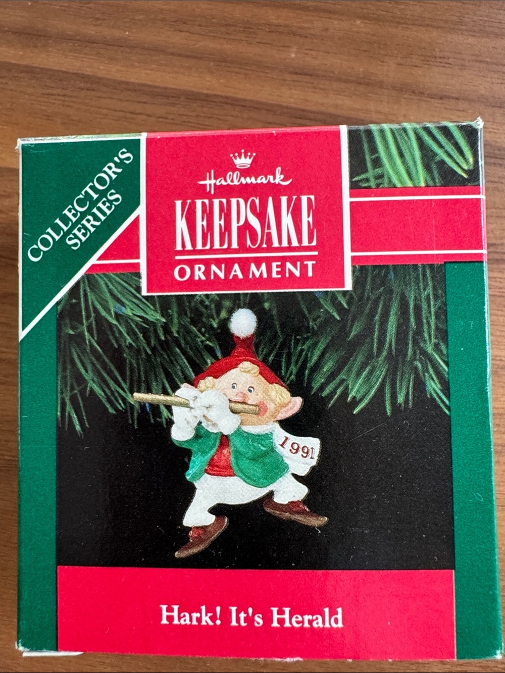 Hallmark Elf Ornament Hark! It's Herald - Green, Red, White, Brown